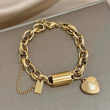 Dikke armband met harten | Goud