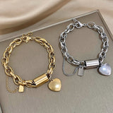 Dikke armband met harten | Goud