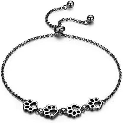 Verstelbare zilveren armband met hondenpootafdruk