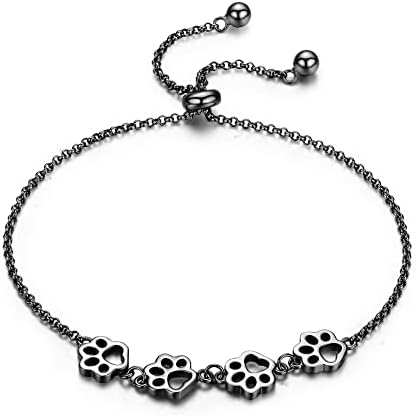Verstelbare zilveren armband met hondenpootafdruk