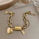 Dikke armband met harten | Goud