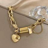Dikke armband met harten | Goud