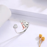 Hondenring in sterling zilver en witte zirconia – Verstelbare ring