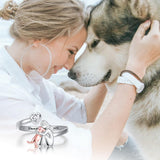 Hondenring in sterling zilver en witte zirconia – Verstelbare ring