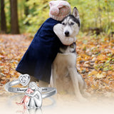 Hondenring in sterling zilver en witte zirconia – Verstelbare ring