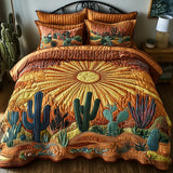 3-delige gewatteerde bedset - Zonsopgang boven de Cactussen