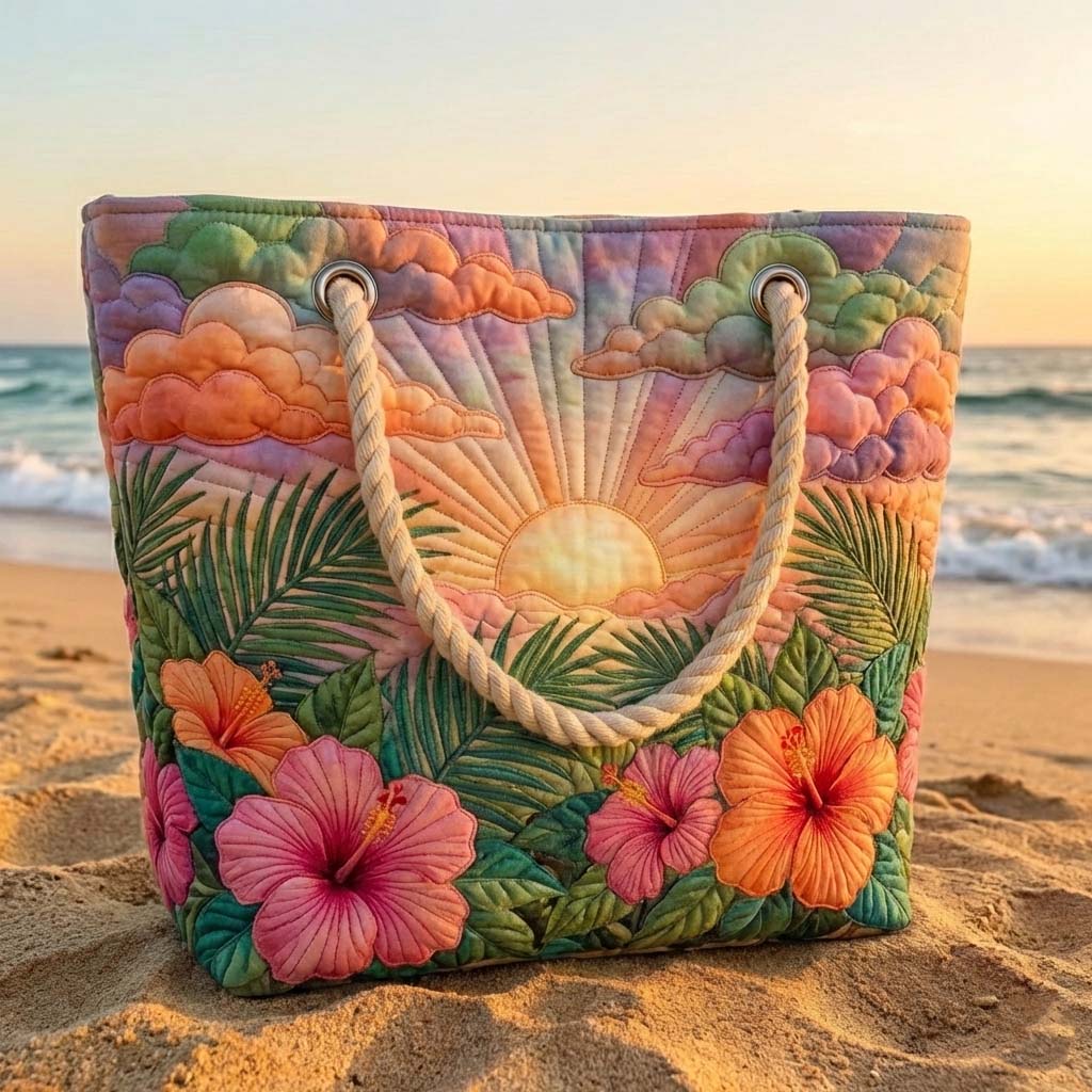 Handgemaakte Strandtas | Tropische Zonsopgang