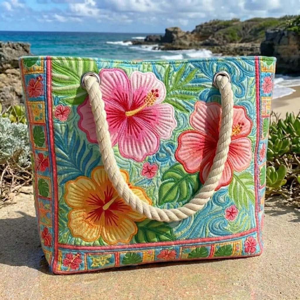 Handgemaakte Strandtas | Tropische Bloem