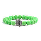 Natuurlijke stenen armband met dierenpoot hanger – Elastische kralenarmband voor mannen en vrouwen