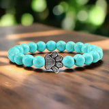 Natuurlijke stenen armband met dierenpoot hanger – Elastische kralenarmband voor mannen en vrouwen