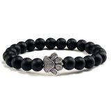 Natuurlijke stenen armband met dierenpoot hanger – Elastische kralenarmband voor mannen en vrouwen