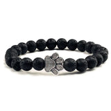 Natuurlijke stenen armband met dierenpoot hanger – Elastische kralenarmband voor mannen en vrouwen