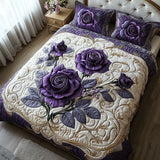 3-delige gewatteerde bedset - Roze Violette