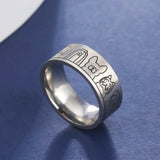 Brede roestvrijstalen ring met hondenmotieven – Gegraveerd ontwerp voor vrouwen