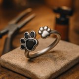 Verstelbare en creatieve ring met schattige pootafdrukprint