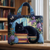Handgemaakte Tas “Zwarte Kat op Boeken”