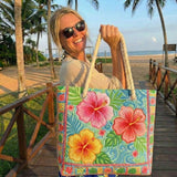Handgemaakte Strandtas | Tropische Bloem