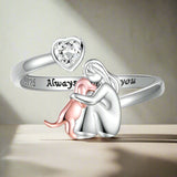 Hondenring in sterling zilver en witte zirconia – Verstelbare ring